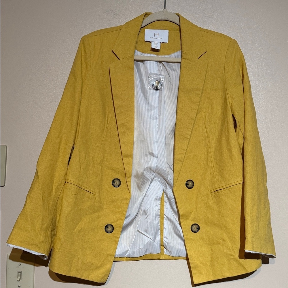 Halston Heritage Yellow Double-Button Blazer